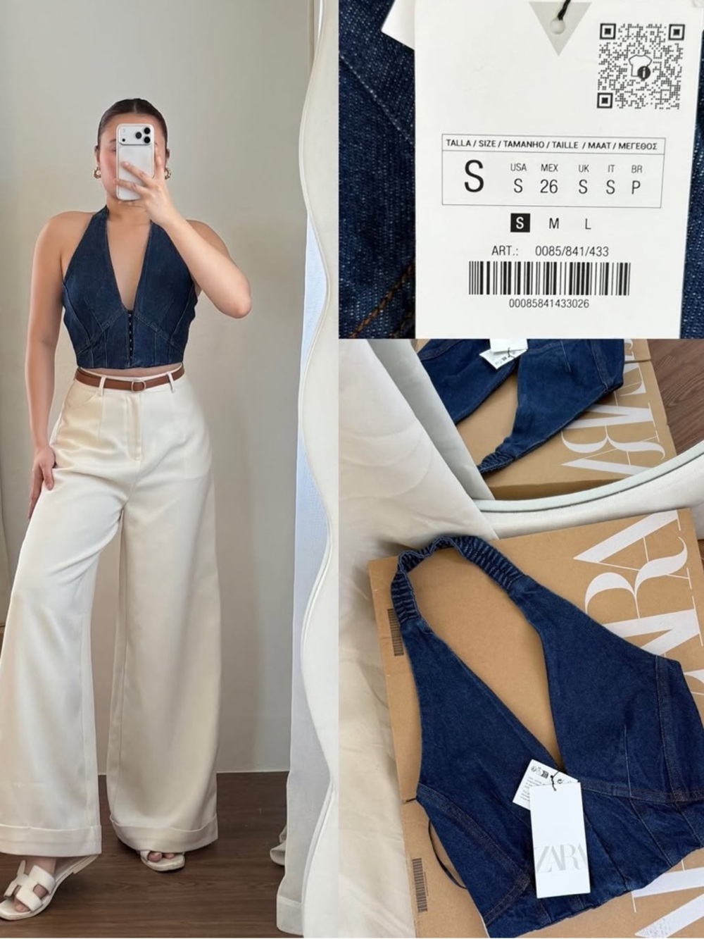 ZARA cropped denim halter top 0085/841 - Picture 3 of 11
